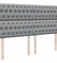 Boxspringbett mit Matratze Hellgrau 200x200 cm Stoff
