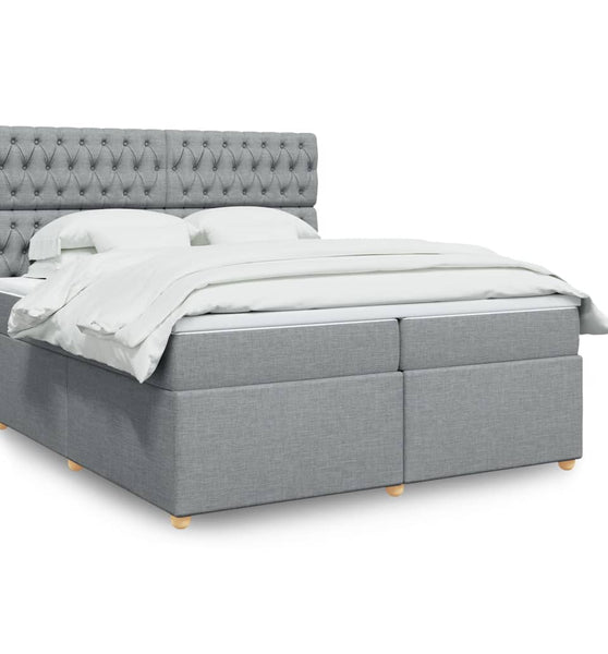 Boxspringbett mit Matratze Hellgrau 200x200 cm Stoff