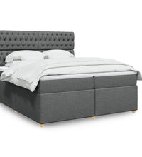 Boxspringbett mit Matratze Dunkelgrau 200x200 cm Stoff