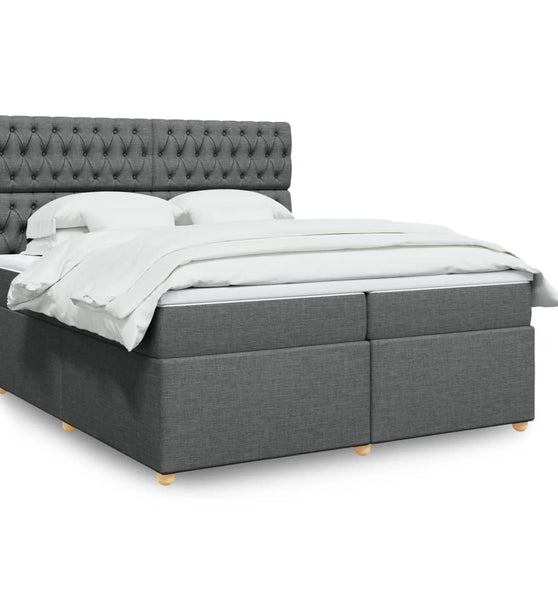 Boxspringbett mit Matratze Dunkelgrau 200x200 cm Stoff