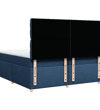 Boxspringbett mit Matratze Blau 200x200 cm Stoff