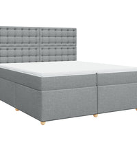 Boxspringbett mit Matratze Hellgrau 200x200 cm Stoff