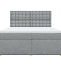 Boxspringbett mit Matratze Hellgrau 200x200 cm Stoff