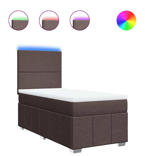 Boxspringbett mit Matratze Dunkelbraun 80x200 cm Stoff