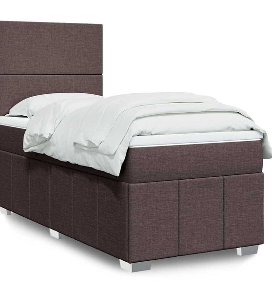 Boxspringbett mit Matratze Dunkelbraun 80x200 cm Stoff