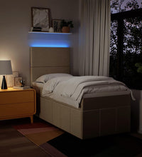 Boxspringbett mit Matratze Creme 80x200 cm Stoff