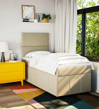 Boxspringbett mit Matratze Creme 80x200 cm Stoff