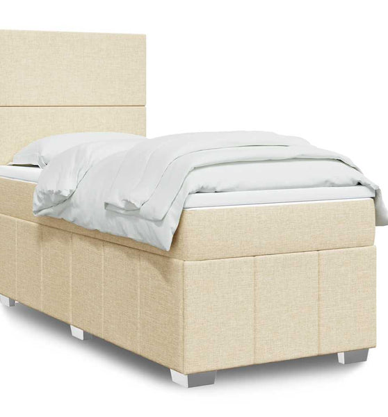 Boxspringbett mit Matratze Creme 80x200 cm Stoff