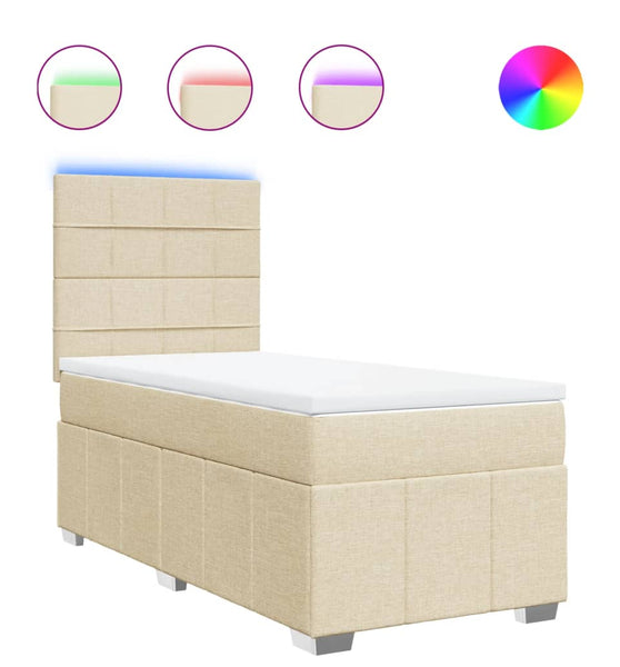 Boxspringbett mit Matratze Creme 80x200 cm Stoff