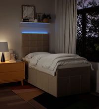 Boxspringbett mit Matratze Creme 80x200 cm Stoff