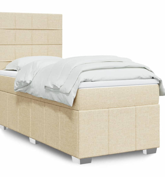 Boxspringbett mit Matratze Creme 80x200 cm Stoff