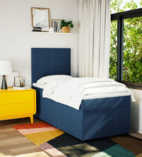 Boxspringbett mit Matratze Blau 80x200 cm Stoff