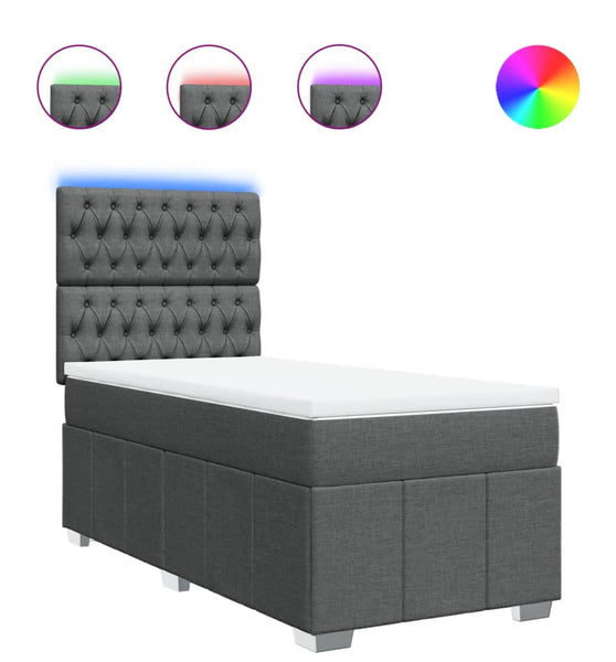 Boxspringbett mit Matratze Dunkelgrau 80x200 cm Stoff