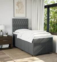 Boxspringbett mit Matratze Dunkelgrau 80x200 cm Stoff
