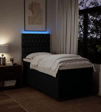 Boxspringbett mit Matratze Schwarz 80x200 cm Stoff