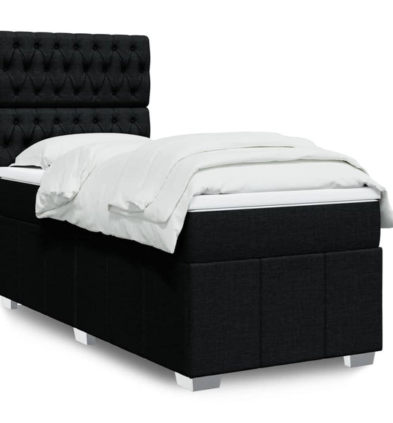 Boxspringbett mit Matratze Schwarz 80x200 cm Stoff