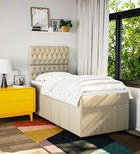 Boxspringbett mit Matratze Creme 80x200 cm Stoff