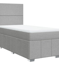 Boxspringbett mit Matratze Hellgrau 90x190 cm Stoff
