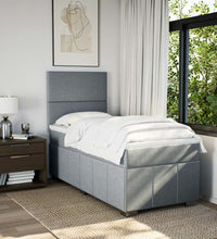 Boxspringbett mit Matratze Hellgrau 90x190 cm Stoff