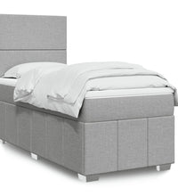 Boxspringbett mit Matratze Hellgrau 90x190 cm Stoff