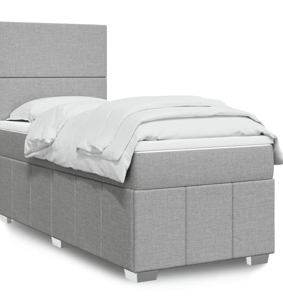 Boxspringbett mit Matratze Hellgrau 90x190 cm Stoff