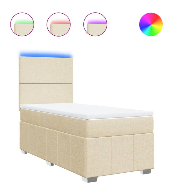 Boxspringbett mit Matratze Creme 90x190 cm Stoff