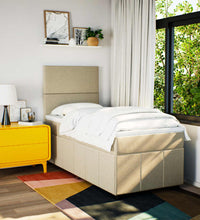 Boxspringbett mit Matratze Creme 90x190 cm Stoff
