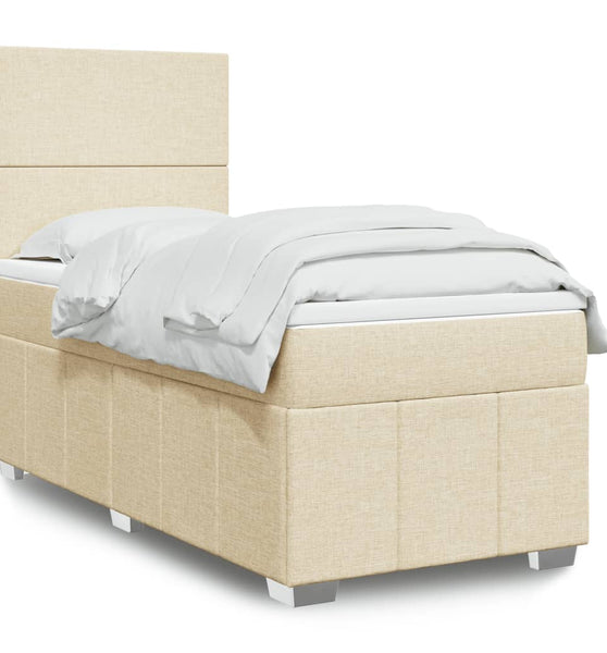 Boxspringbett mit Matratze Creme 90x190 cm Stoff