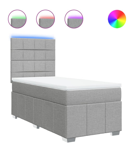 Boxspringbett mit Matratze Hellgrau 90x190 cm Stoff