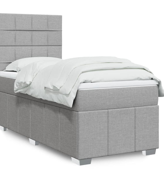 Boxspringbett mit Matratze Hellgrau 90x190 cm Stoff