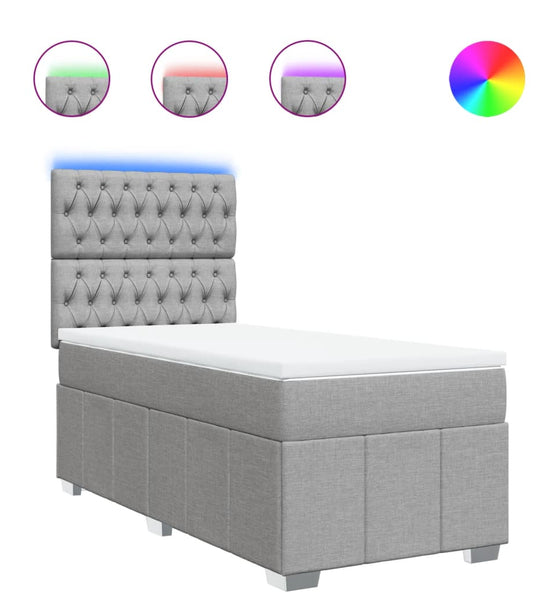 Boxspringbett mit Matratze Hellgrau 90x190 cm Stoff
