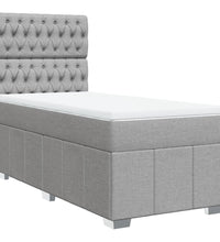 Boxspringbett mit Matratze Hellgrau 90x190 cm Stoff