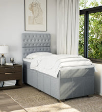 Boxspringbett mit Matratze Hellgrau 90x190 cm Stoff