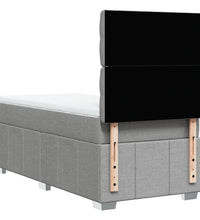 Boxspringbett mit Matratze Hellgrau 90x190 cm Stoff