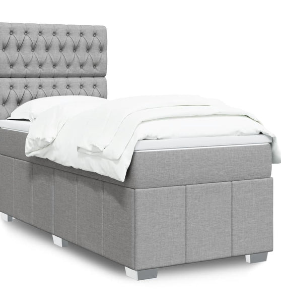 Boxspringbett mit Matratze Hellgrau 90x190 cm Stoff