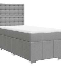 Boxspringbett mit Matratze Hellgrau 90x190 cm Stoff