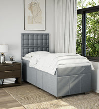 Boxspringbett mit Matratze Hellgrau 90x190 cm Stoff