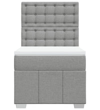 Boxspringbett mit Matratze Hellgrau 90x190 cm Stoff