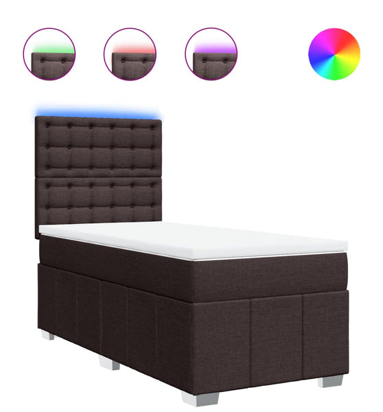 Boxspringbett mit Matratze Dunkelbraun 90x190 cm Stoff