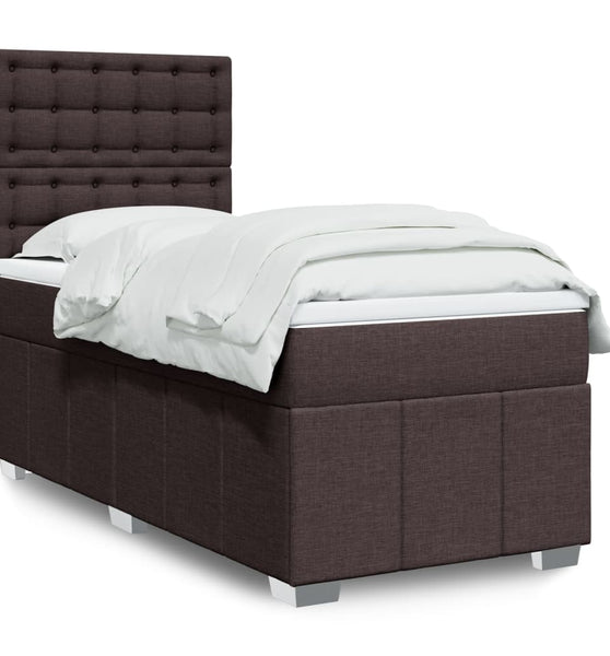 Boxspringbett mit Matratze Dunkelbraun 90x190 cm Stoff