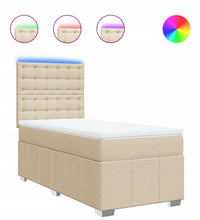 Boxspringbett mit Matratze Creme 90x190 cm Stoff