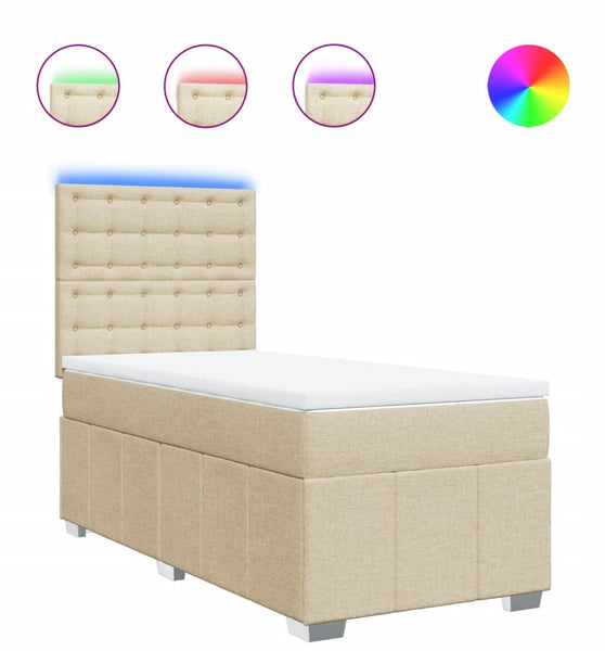 Boxspringbett mit Matratze Creme 90x190 cm Stoff