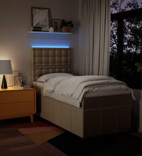 Boxspringbett mit Matratze Creme 90x190 cm Stoff