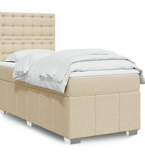 Boxspringbett mit Matratze Creme 90x190 cm Stoff