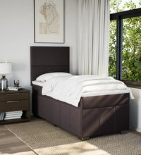 Boxspringbett mit Matratze Dunkelbraun 90x200 cm Stoff