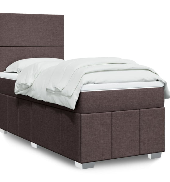 Boxspringbett mit Matratze Dunkelbraun 90x200 cm Stoff