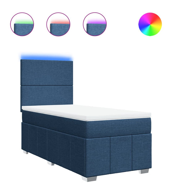 Boxspringbett mit Matratze Blau 90x200 cm Stoff