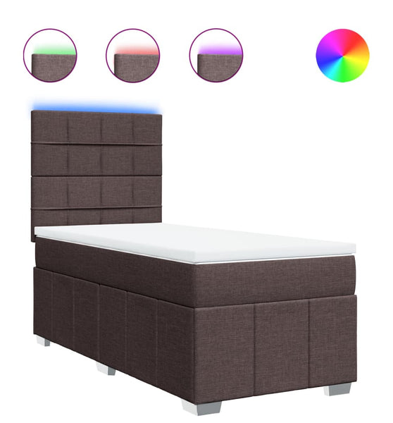 Boxspringbett mit Matratze Dunkelbraun 90x200 cm Stoff