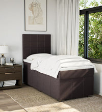 Boxspringbett mit Matratze Dunkelbraun 90x200 cm Stoff