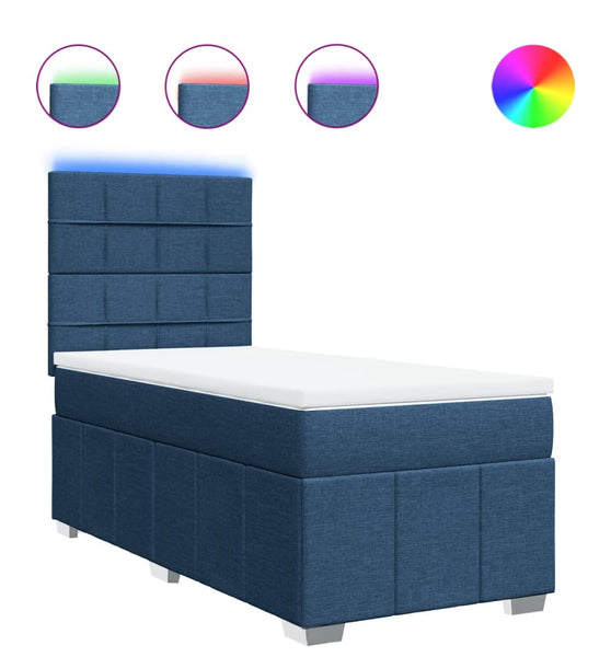 Boxspringbett mit Matratze Blau 90x200 cm Stoff
